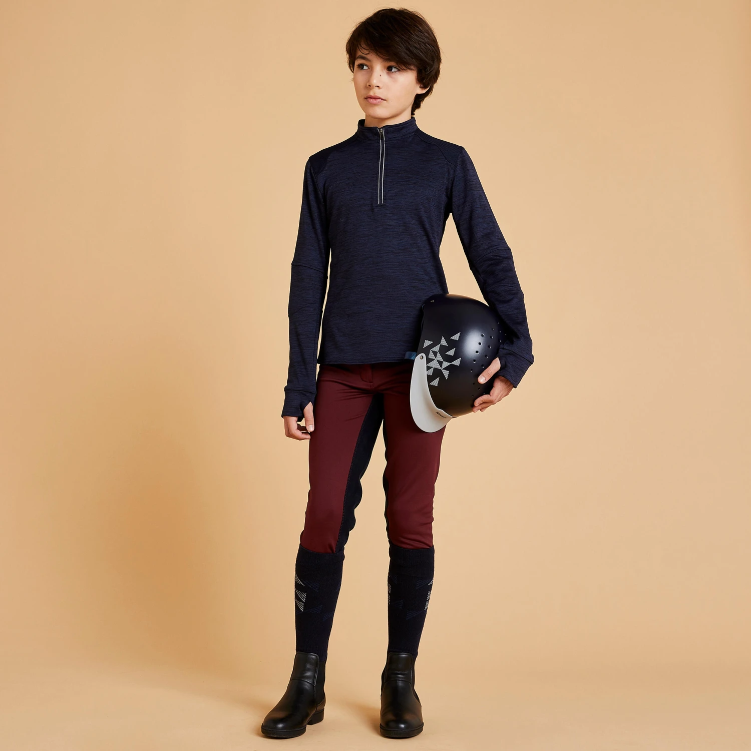 Kids' Horse Riding Long-Sleeved Warm Polo Shirt 500 2 Kids' Horse Riding Long-Sleeved Warm Polo Shirt 500 - Image 2