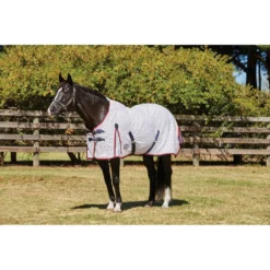 Weatherbeeta Summer Sheet Lite III Standard Neck For Horses (White/Navy/Red)