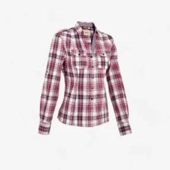 Sentier Women's Long-Sleeved Horse Riding Shirt - Pink And White Checks