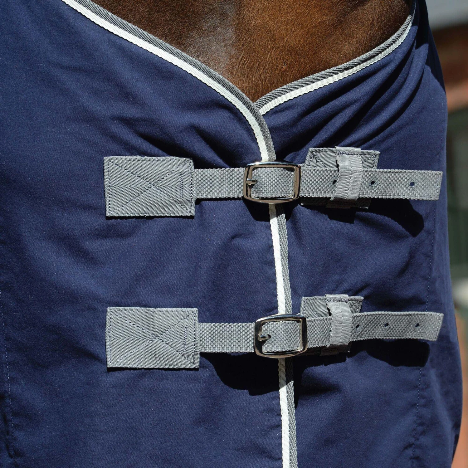 Weatherbeeta StandardNeck Cotton Horse Exercise Sheet (Dark Blue/Grey/White) 2 Weatherbeeta StandardNeck Cotton Horse Exercise Sheet (Dark Blue/Grey/White) - Image 2