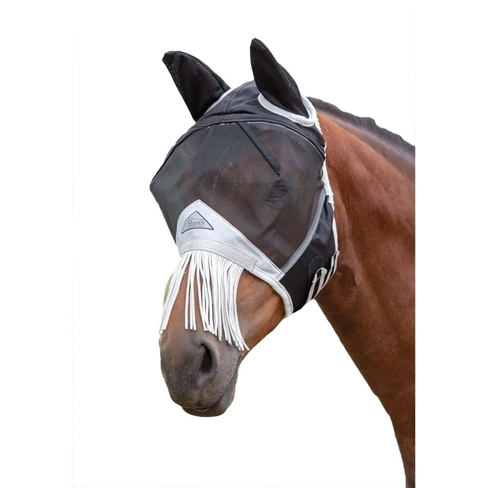 Fine Mesh Horse Fly Mask With Ears & Nose Fringe (Black) 1 Fine Mesh Horse Fly Mask With Ears & Nose Fringe (Black)
