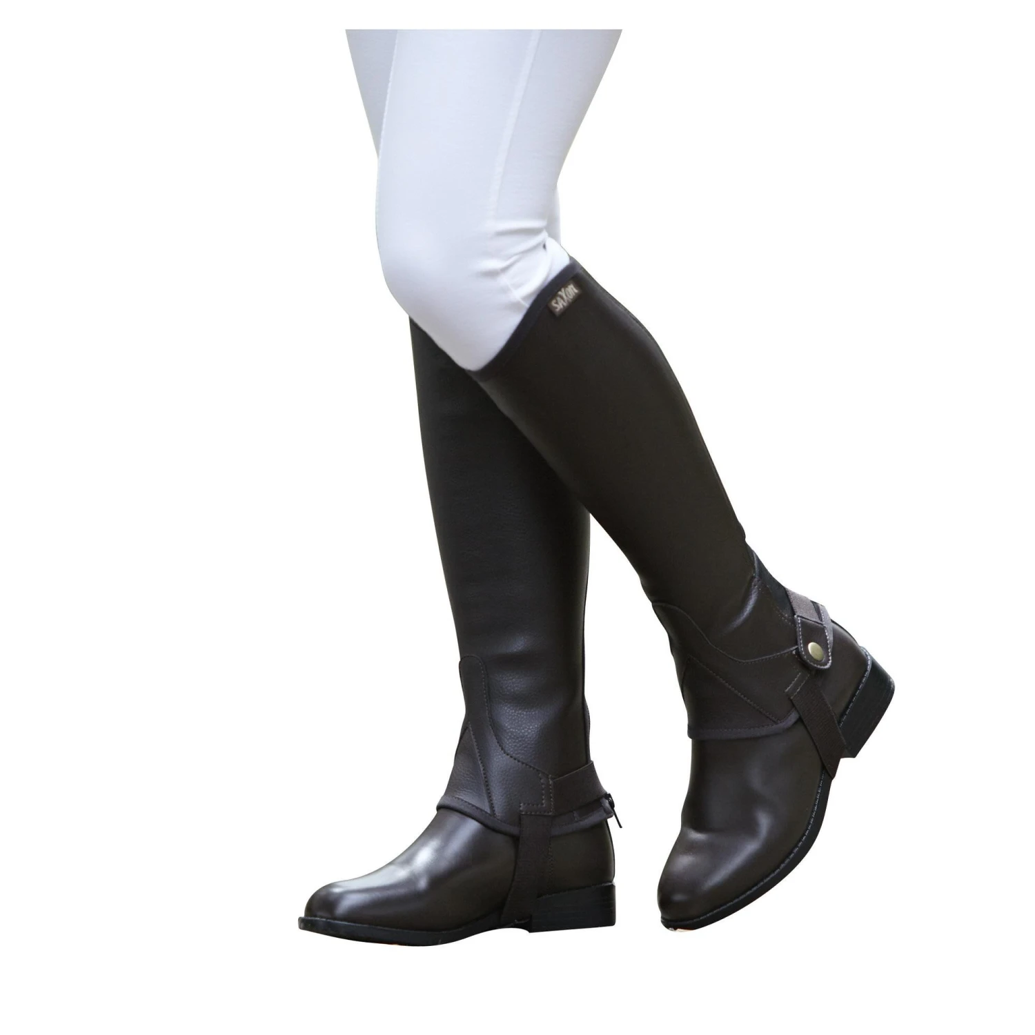 Saxon Childrens/Kids Equileather Half Chaps (Black) 3 Saxon Childrens/Kids Equileather Half Chaps (Black) - Image 3