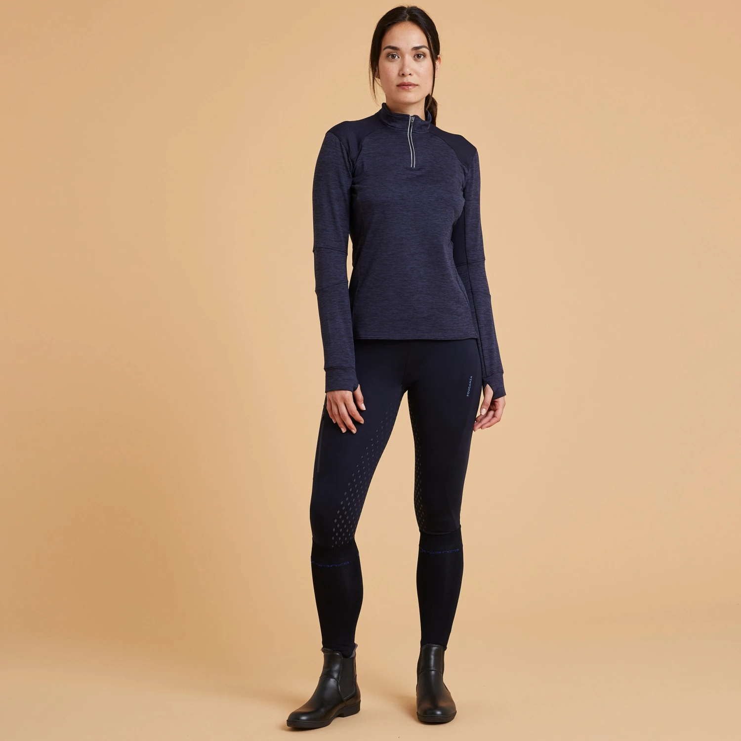 Women's Long-Sleeved Horse Riding Warm Polo Shirt 500 2 Women's Long-Sleeved Horse Riding Warm Polo Shirt 500 - Image 2