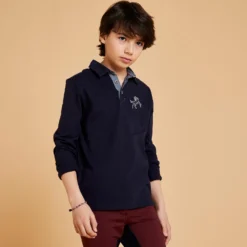Boys' Horse Riding Long-Sleeved Polo 100 -Equestrian Supplies Store k80997ee49283495d6120eb244ef0d5b5