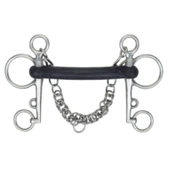 Hard Rubber Horse Pelham Bit (Black/Silver)