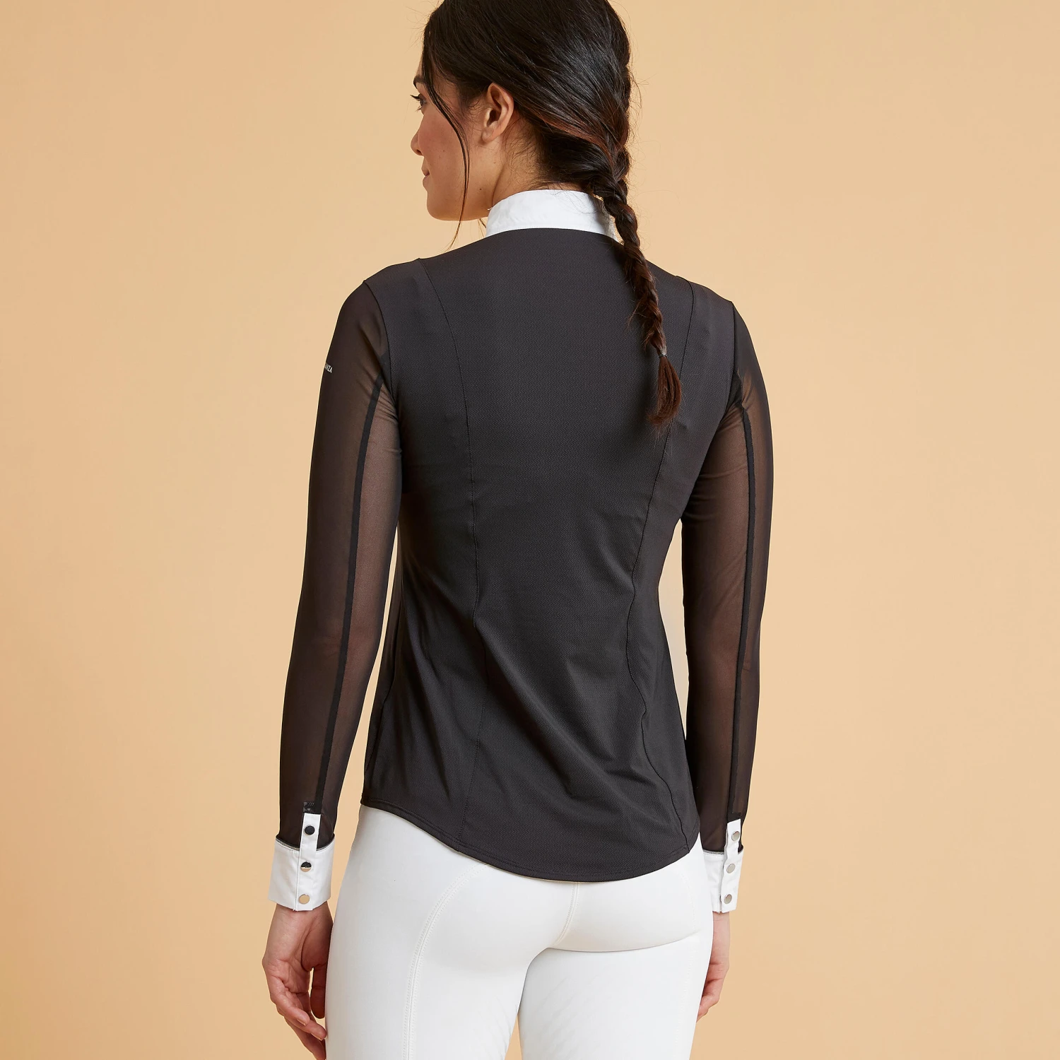 Women's Long-Sleeved Horse Riding Show Polo Shirt 900 4 Women's Long-Sleeved Horse Riding Show Polo Shirt 900 - Image 4