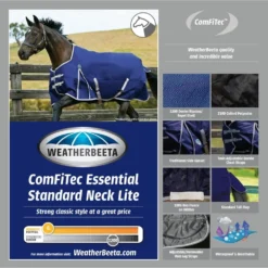 Weatherbeeta Comfitec Lite Essential Standard Neck Turnout Rug (Navy/Silver/Red) -Equestrian Supplies Store kd8d6a309dd95d31aa292208ec5f7e9c7